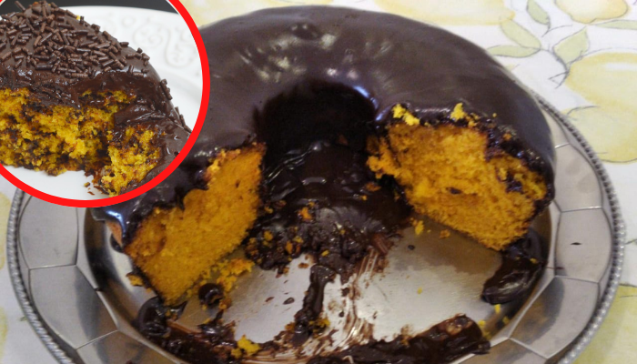 Bolo de cenoura cobertura de chocolate