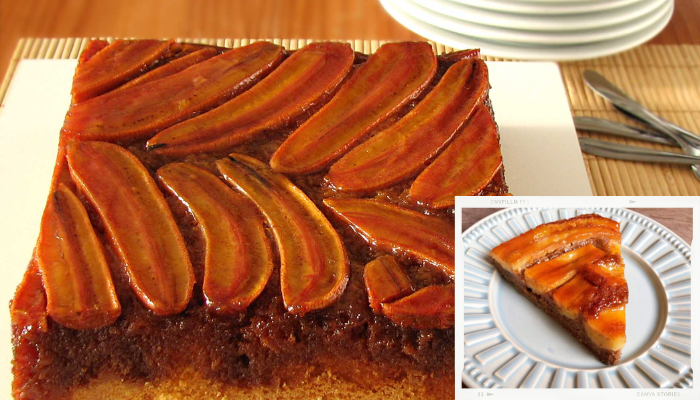 Bolo de banana caramelizada, uma receita rápida