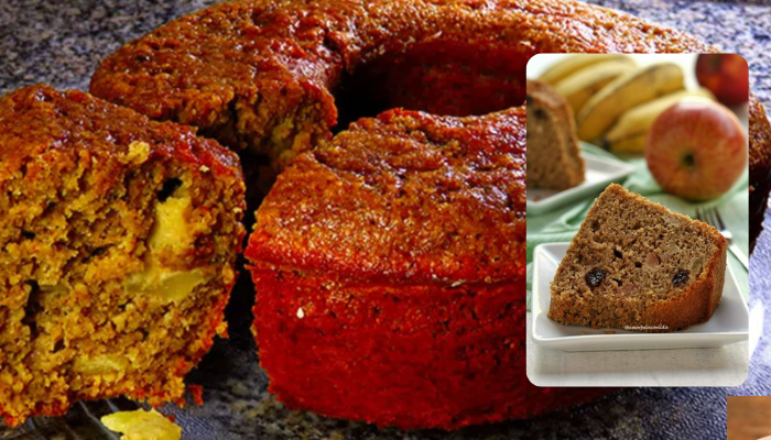 Bolo de banana e maçã para um bolo maravilhoso