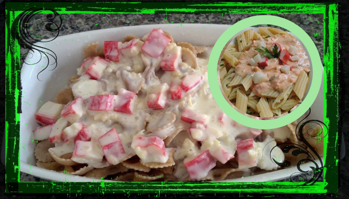 Macarrão ao molho de KaniKama  para uma saborosa refeição em família.